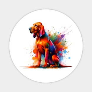 Redbone Coonhound Captured in Vivid Splash Art Magnet
